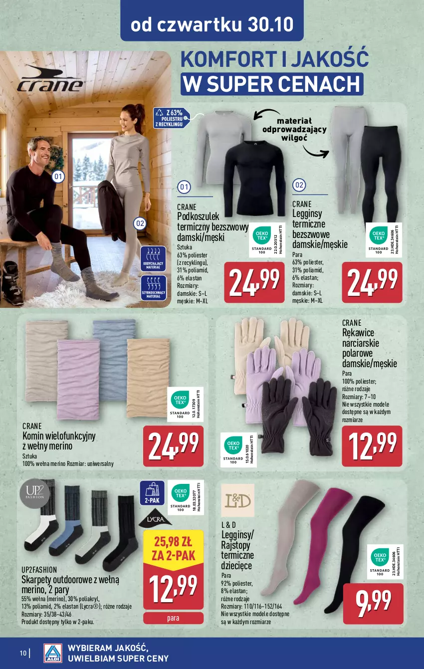 Gazetka promocyjna Aldi - Artykuły przemysłowe i tekstylia - ważna 27.10 do 30.10.2025 - strona 10 - produkty: Dzieci, Fa, Gin, Karp, Kosz, Legginsy, LG, Podkoszulek, Rajstopy, Rękawice, Top, Wełna