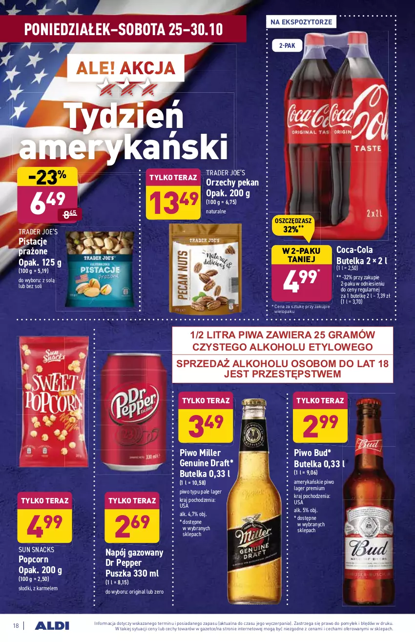 Gazetka promocyjna Aldi - ważna 25.10 do 30.10.2021 - strona 18 - produkty: Coca-Cola, Gin, Gra, Napój, Napój gazowany, Pistacje, Piwa, Piwo, Popcorn, Tera