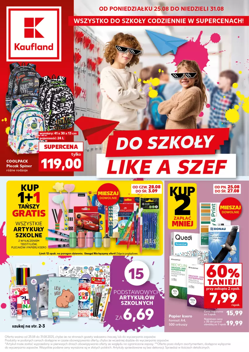 Gazetka promocyjna Kaufland - Kaufland - ważna 25.08 do 31.08.2025 - strona 1 - produkty: Papier, Plecak, Ser, Waga