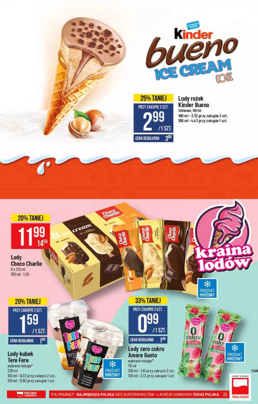 Gazetka promocyjna PoloMarket - Gazetka pomocyjna - ważna 30.06 do 06.07.2021 - strona 35 - produkty: Kinder, Kinder Bueno, Kubek, Lody