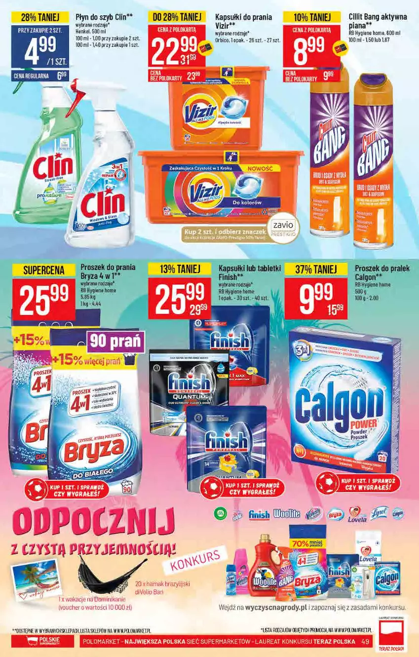 Gazetka promocyjna PoloMarket - Gazetka pomocyjna - ważna 30.06 do 06.07.2021 - strona 49 - produkty: BIC, Cillit Bang, Clin, Kapsułki do prania, Laur, Płyn do szyb, Vizir