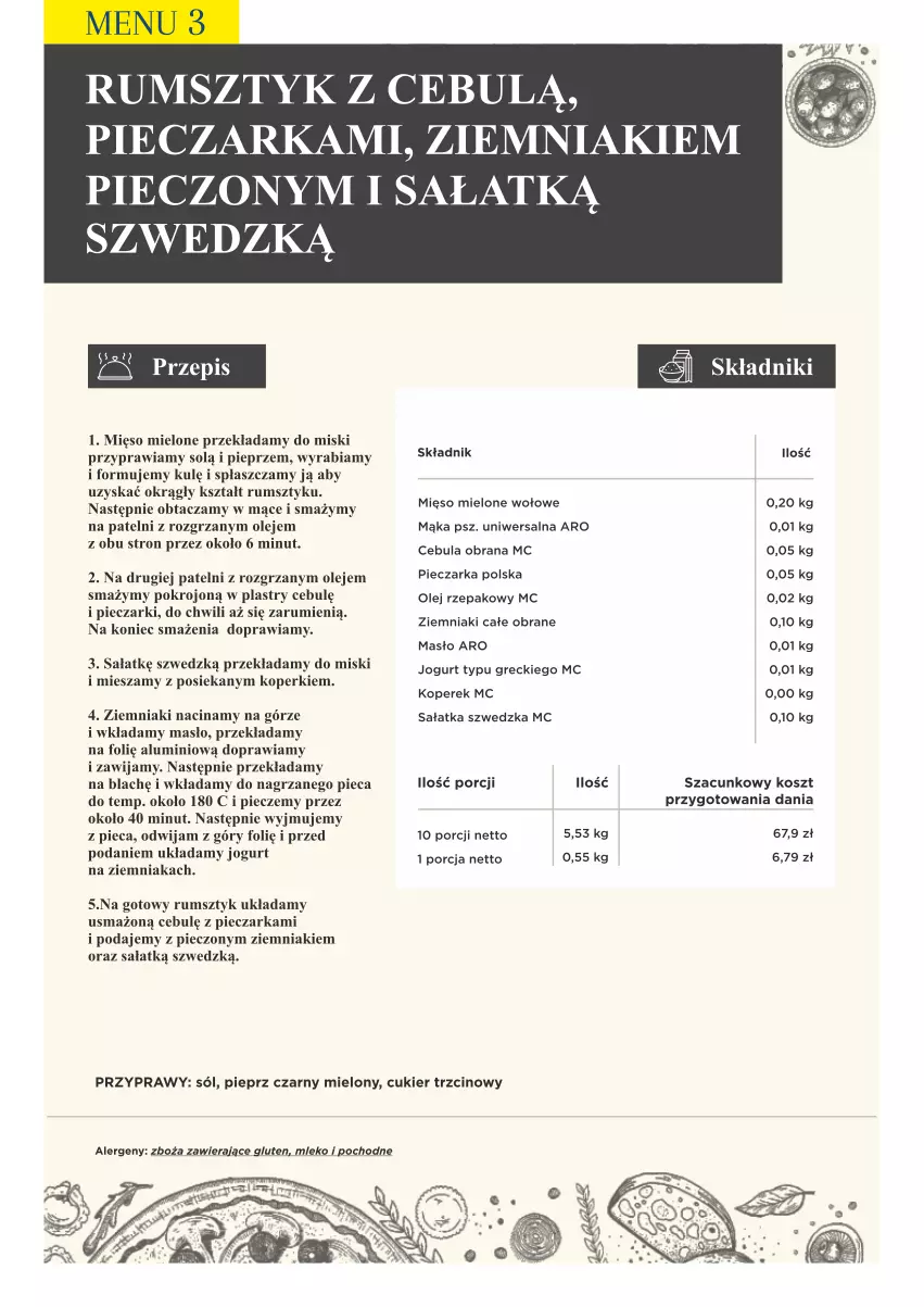 Gazetka promocyjna Makro - [Oferta specjalna] PrzyGOTUJ apetyczne menu! - ważna 01.03 do 31.03.2022 - strona 39 - produkty: Cebula, Cukier, Cukier trzcinowy, Jogurt, Kosz, Mąka, Masło, Mięso, Mięso mielone, Mleko, Olej, Olej rzepakowy, Piec, Pieczarka, Pieprz, Płaszcz, Por, Przyprawy, Rum, Sałat, Sałatka, Sól, Ziemniaki