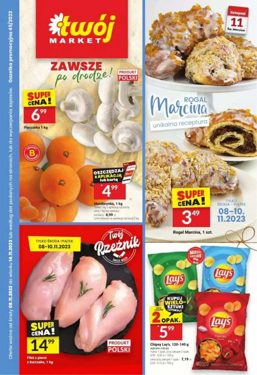Gazetka promocyjna Twoj Market - ważna 08.11 do 14.11.2023 - strona 1 - produkty: Chipsy, Rogal