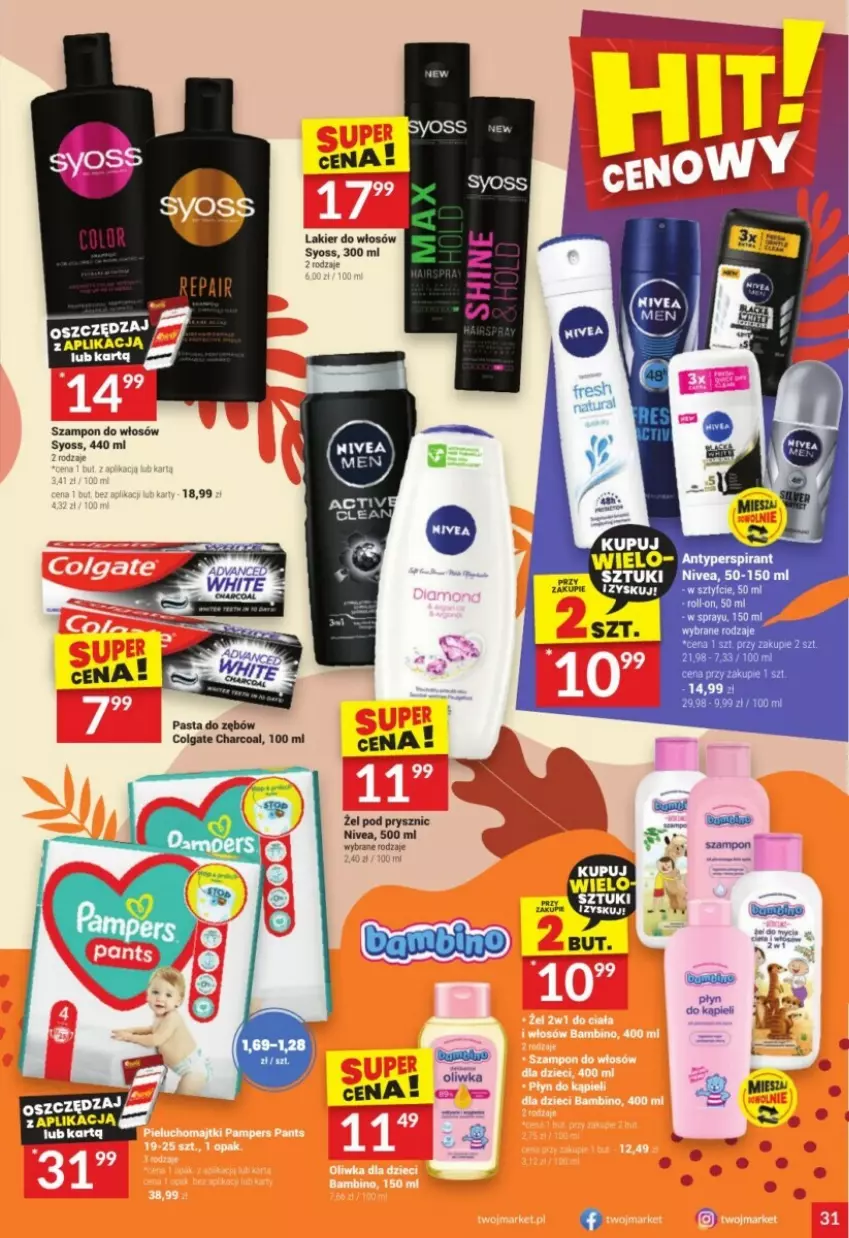 Gazetka promocyjna Twoj Market - ważna 08.11 do 14.11.2023 - strona 25 - produkty: Colgate, Lakier, Lakier do włosów, LG, Nivea, Pasta do zębów, Por, Syoss, Szampon