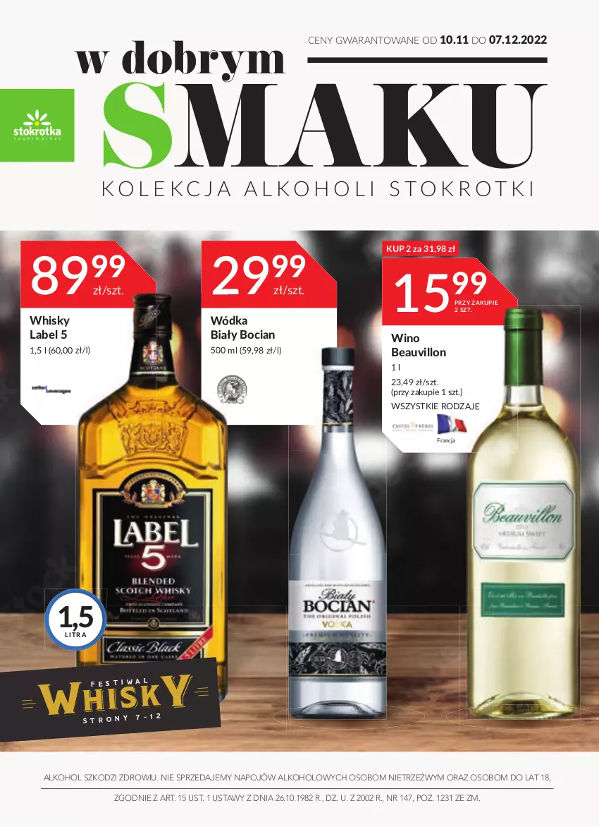 Gazetka promocyjna Stokrotka - Katalog Boże Narodzenie - ważna 15.12 do 28.12.2022 - strona 1 - produkty: Biały Bocian, Whisky, Wino, Wódka