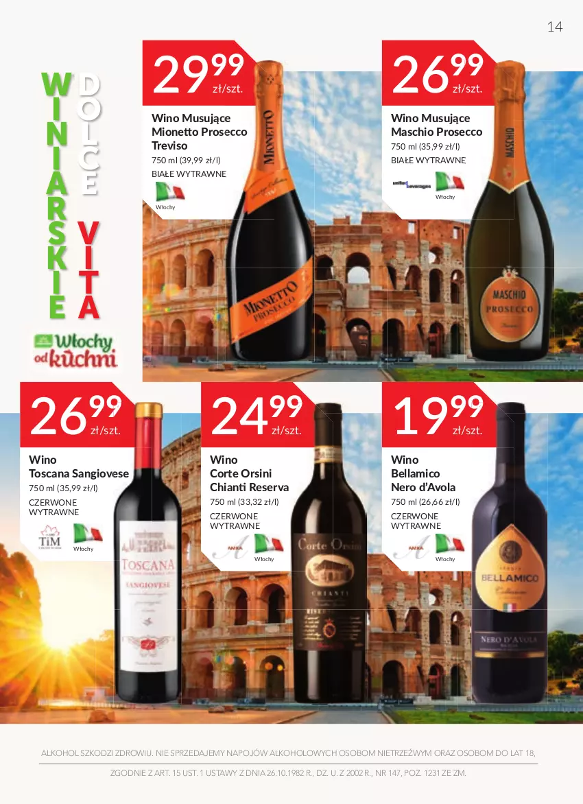 Gazetka promocyjna Stokrotka - Katalog Boże Narodzenie - ważna 15.12 do 28.12.2022 - strona 14 - produkty: Bell, Bella, Chia, Chianti, Mionetto, Mus, Prosecco, Ser, Wino, Wino musujące