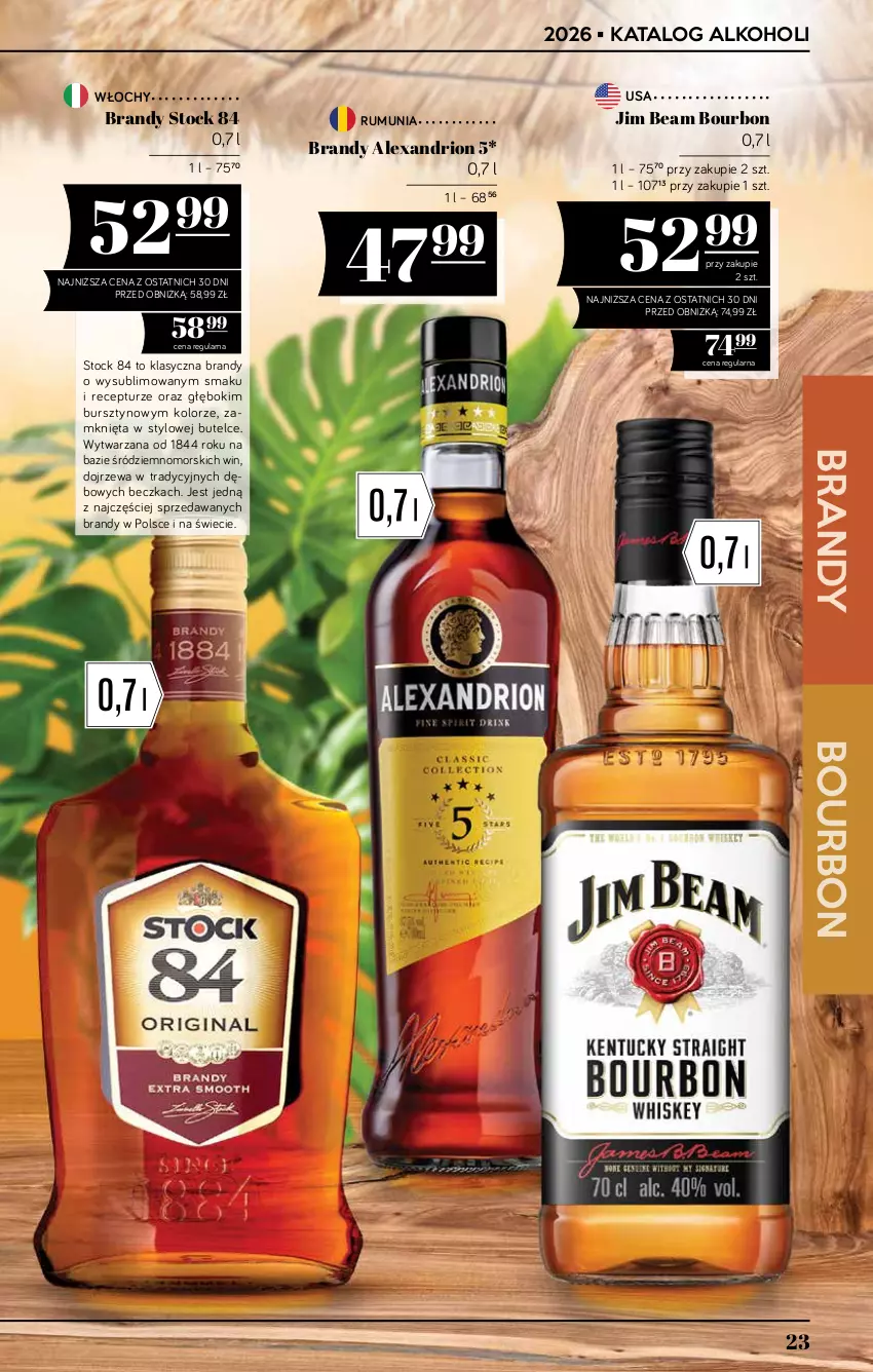 Gazetka promocyjna PoloMarket - Katalog alkoholi 13/2026 - ważna 16.07 do 29.07.2026 - strona 23 - produkty: Bourbon, Brandy, Bursztyn, Jim Beam, Rum, Stock