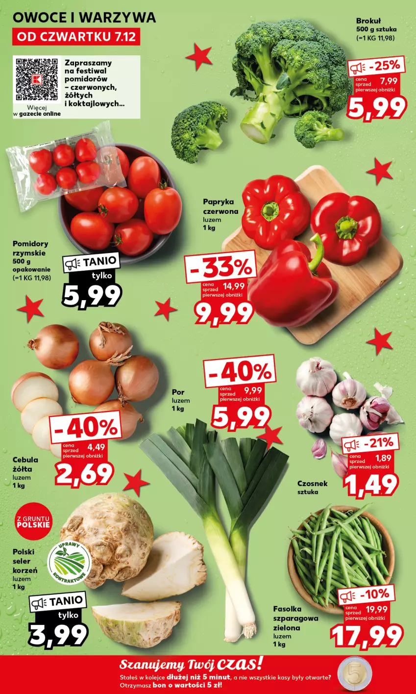 Gazetka promocyjna Kaufland - Mocny Start - ważna 11.12 do 13.12.2023 - strona 10 - produkty: Cebula, Czosnek, Fa, Owoce, Papryka, Pomidory, Por, Warzywa