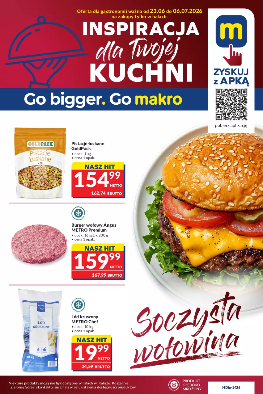 Gazetka promocyjna Makro - Oferta dla gastronomii - ważna 23.06 do 07.07.2026 - strona 1 - produkty: Burger, Kosz, Metro, Metro Chef, Pistacje, Szal