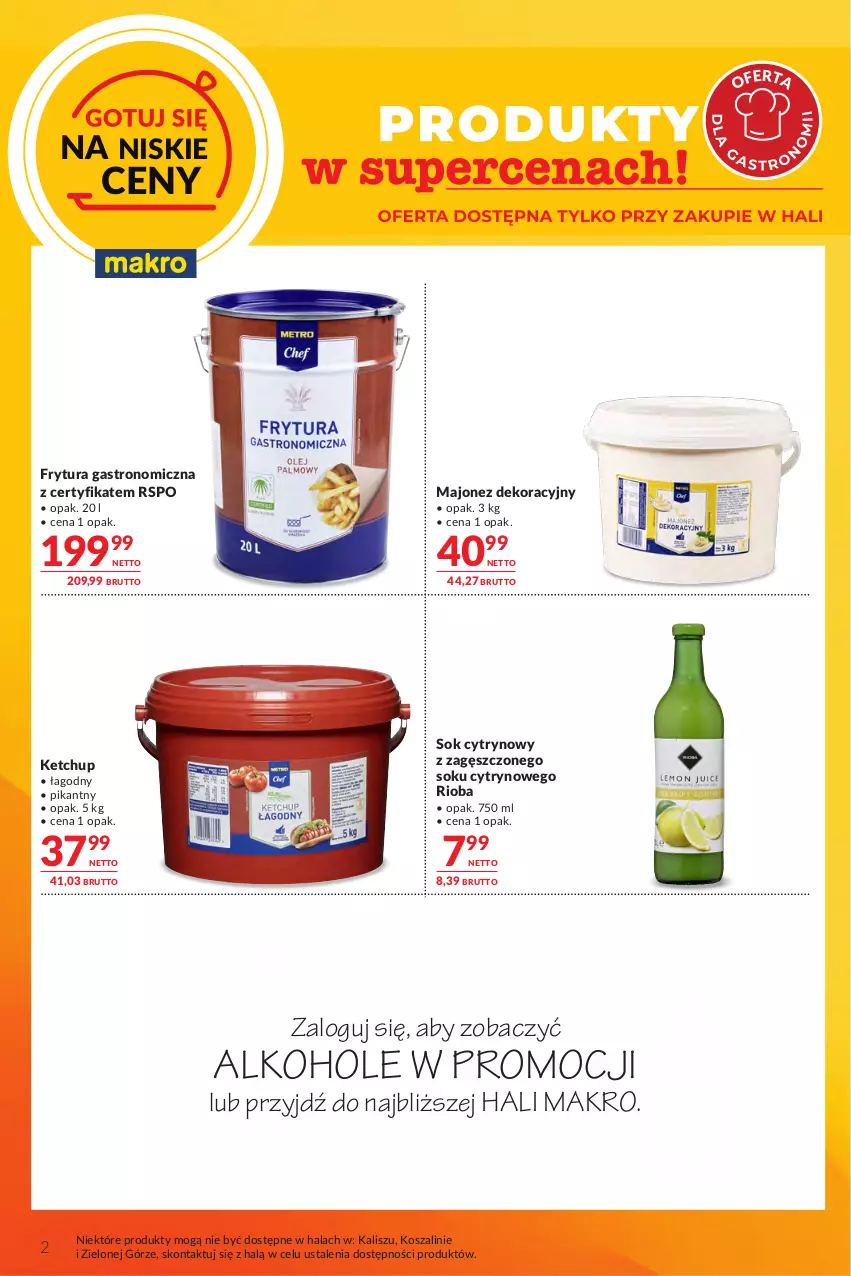 Gazetka promocyjna Makro - Oferta dla gastronomii - ważna 23.06 do 07.07.2026 - strona 2 - produkty: Alkohole, JBL, Ketchup, Kosz, Majonez, Mus, Prosecco, Rioba, Rum, Sok, Szal, Wino, Wino musujące