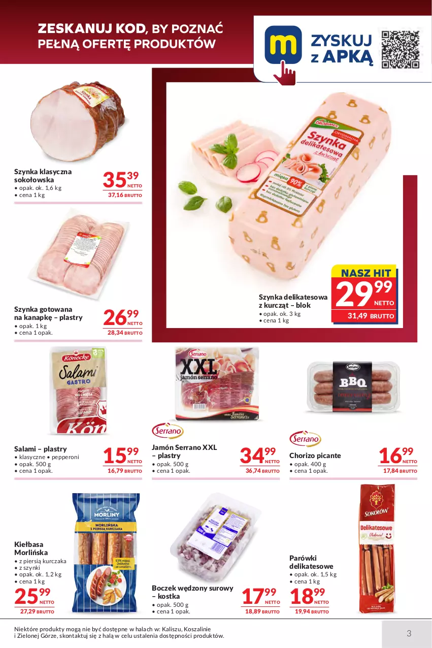 Gazetka promocyjna Makro - Oferta dla gastronomii - ważna 23.06 do 07.07.2026 - strona 3 - produkty: Boczek, Jamón serrano, Kiełbasa, Kosz, Kurczak, Parówki, Salami, Ser, Sok, Szal, Szynka, Szynka delikatesowa