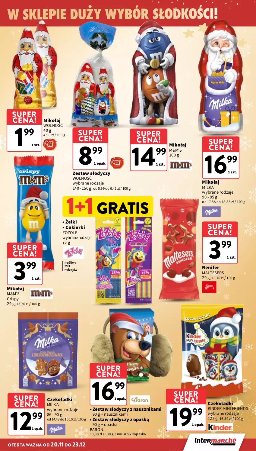 Gazetka promocyjna Intermarche - Gazetka promocyjna - ważna 20.11 do 26.11.2025 - strona 11 - produkty: Cukier, Cukierki, Gra, Kinder, Milka, Opaska, Renifer, Ser