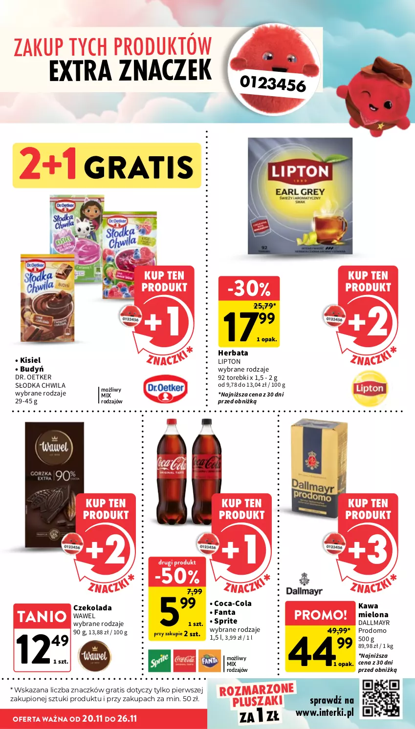 Gazetka promocyjna Intermarche - Gazetka promocyjna - ważna 20.11 do 26.11.2025 - strona 17 - produkty: Budyń, Coca-Cola, Czekolada, Dallmayr, Dr. Oetker, Fa, Fanta, Gra, Herbata, Kawa, Kawa mielona, Kisiel, Lipton, Pluszak, Słodka Chwila, Sprite, Wawel