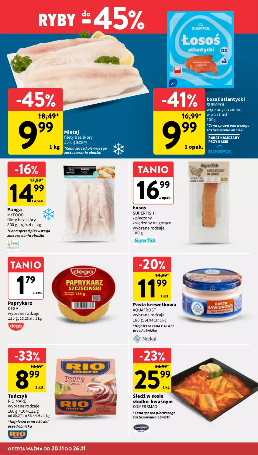 Gazetka promocyjna Intermarche - Gazetka promocyjna - ważna 20.11 do 26.11.2025 - strona 24 - produkty: Dega, Lazur, Mintaj, Panga, Papryka, Paprykarz, Piec, Rio Mare, Sos, Suempol, Tuńczyk