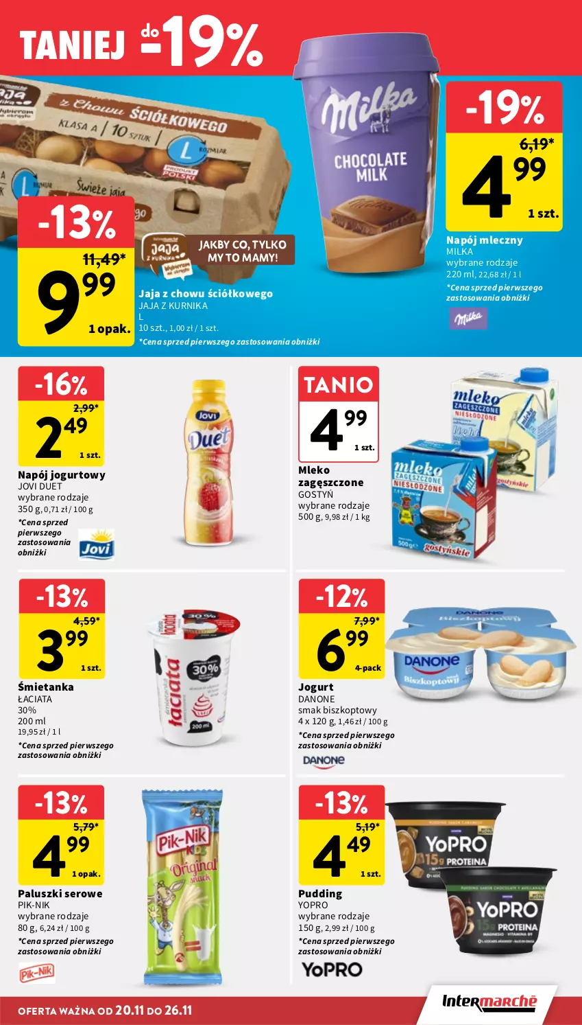 Gazetka promocyjna Intermarche - Gazetka promocyjna - ważna 20.11 do 26.11.2025 - strona 27 - produkty: Danone, Jaja, Jogurt, Milka, Mleko, Mleko zagęszczone, Napój, Napój jogurtowy, Napój mleczny, Pudding, Ser