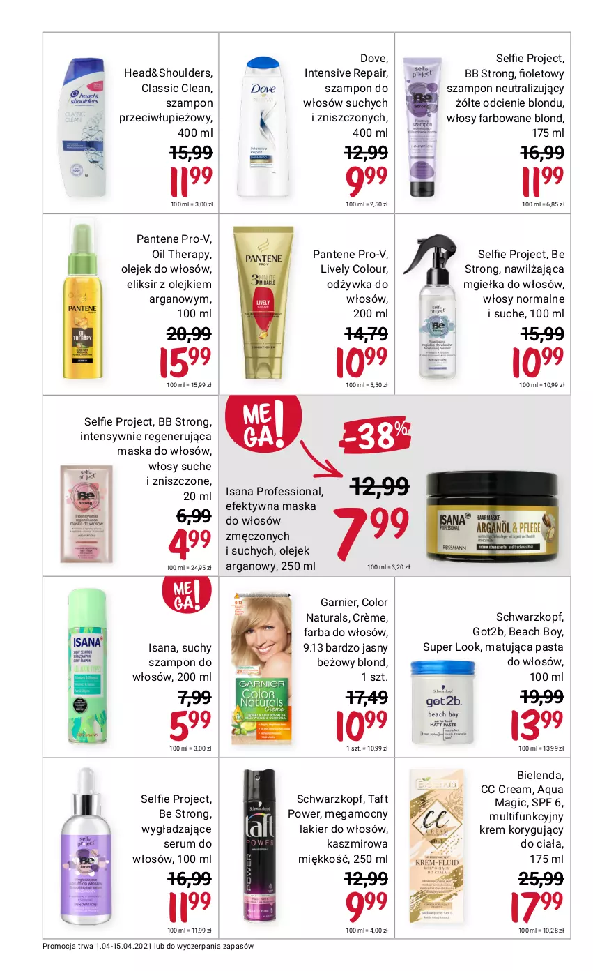 Gazetka promocyjna Rossmann - Kwiecień I - ważna 01.04 do 15.04.2021 - strona 2 - produkty: Bielenda, Dove, Fa, Farba do włosów, Garnier, Got2b, Isana, Lakier, Lakier do włosów, Maska, Maska do włosów, Odżywka, Olej, Pantene, Regenerująca maska, Rum, Schwarzkopf, Ser, Serum, Serum do włosów, Suchy szampon, Szampon, Taft