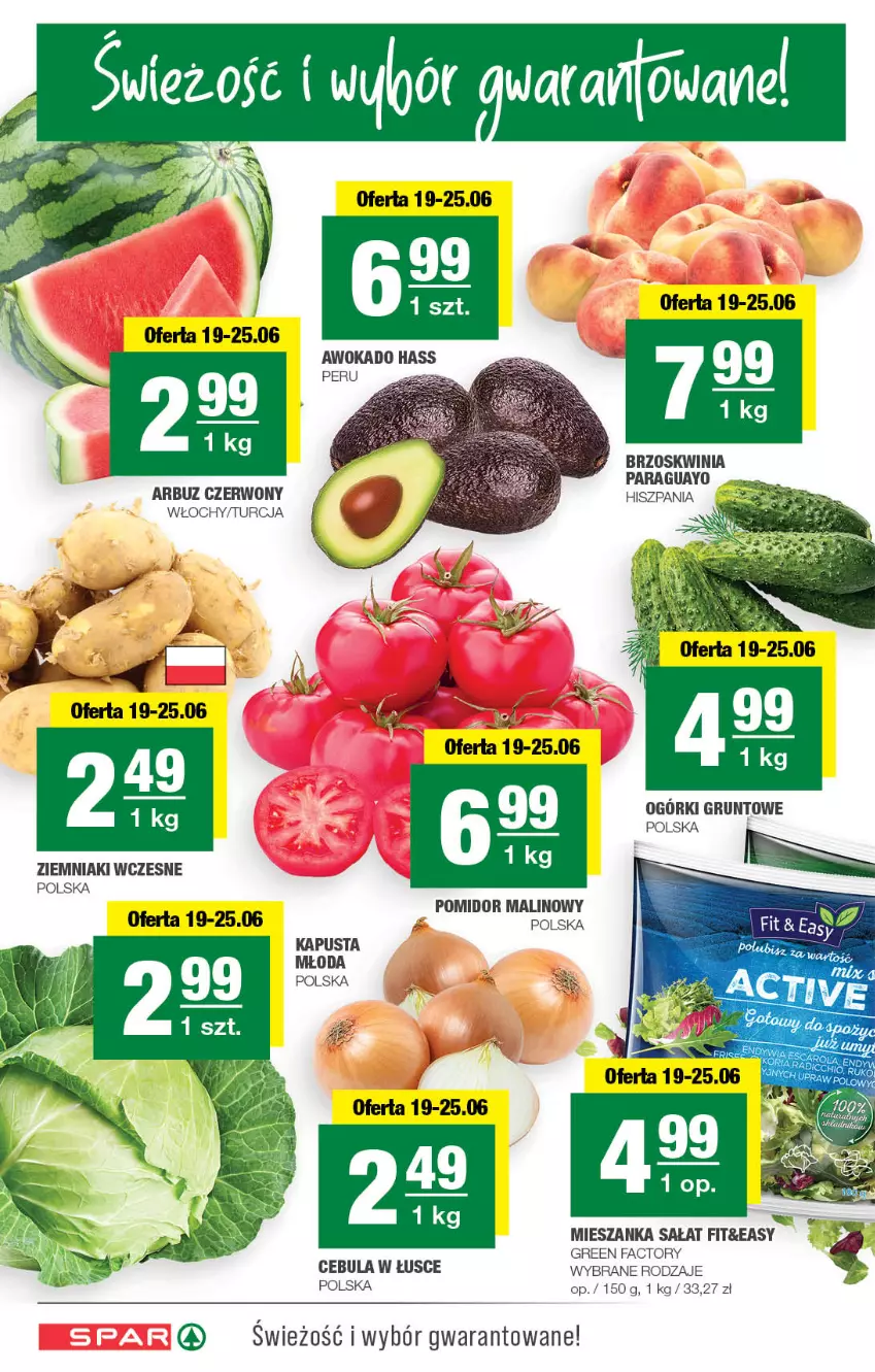 Gazetka promocyjna Spar - Spar - ważna 16.06 do 26.06.2024 - strona 2 - produkty: Arbuz, Cebula, Fa, Grunt, Mieszanka sałat, Pomidor malinowy, Sałat, Ziemniaki