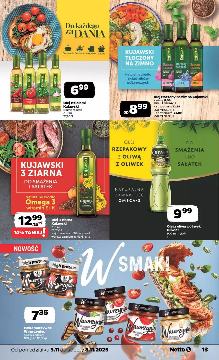 Gazetka promocyjna Netto - Od Poniedziałku - ważna 03.11 do 08.11.2025 - strona 13 - produkty: Kujawski, Olej, Ostropes, Pasta warzywna, Stek