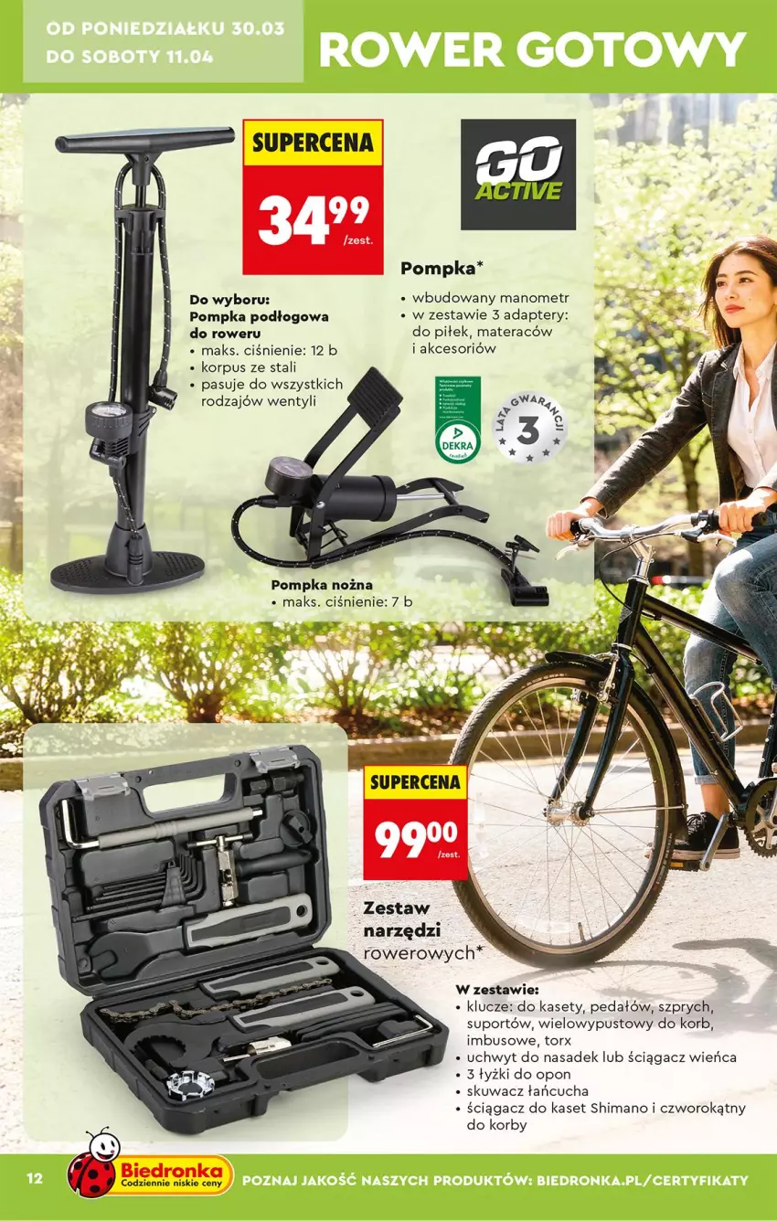 Gazetka promocyjna Biedronka - Okazje Tygodnia - ważna 28.03 do 11.04.2026 - strona 12 - produkty: Materac, Noż, O nas, Pompka, Por, Rower, Tera