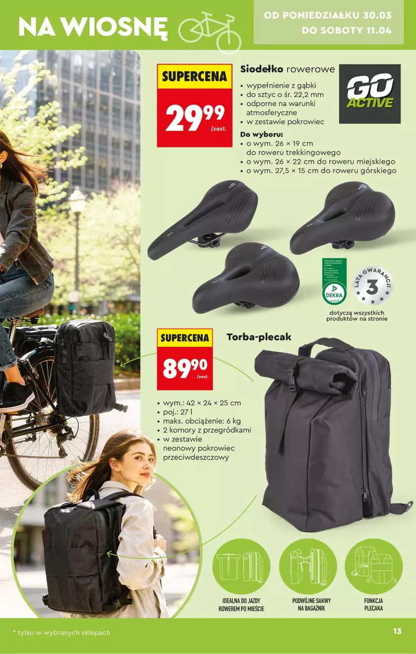 Gazetka promocyjna Biedronka - Okazje Tygodnia - ważna 28.03 do 11.04.2026 - strona 13 - produkty: Plecak, Pokrowiec, Por, Rower, Torba