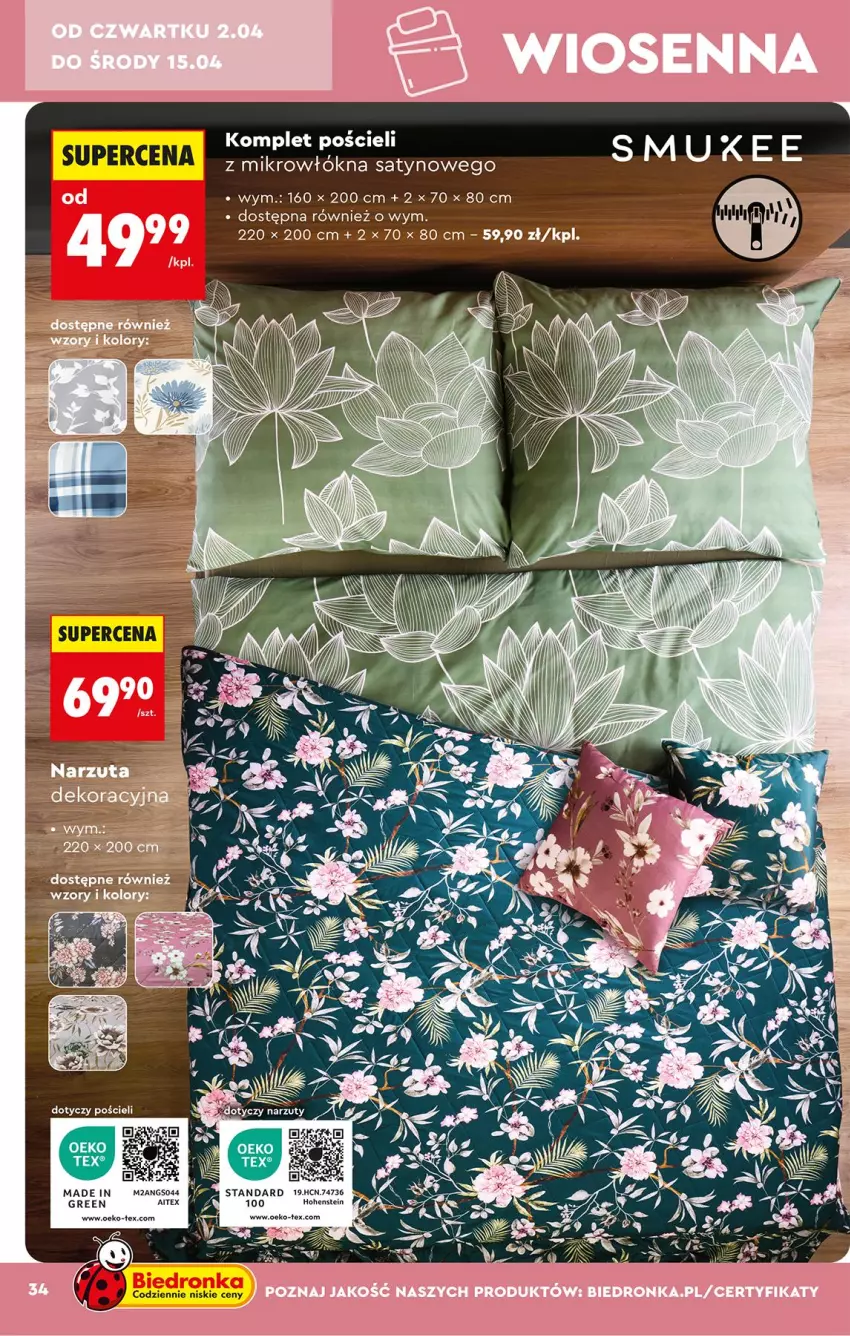 Gazetka promocyjna Biedronka - Okazje Tygodnia - ważna 28.03 do 11.04.2026 - strona 34 - produkty: Komplet pościeli, Narzuta, Pościel, Róża