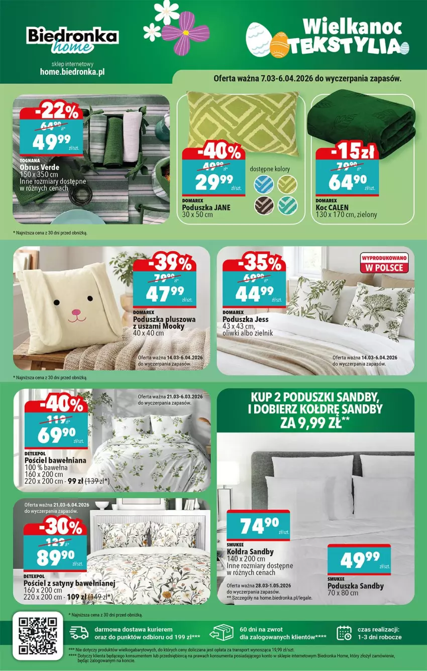 Gazetka promocyjna Biedronka - Okazje Tygodnia - ważna 28.03 do 11.04.2026 - strona 36 - produkty: Koc, Kołdra, Oliwki, Poduszka, Pościel, Wełna