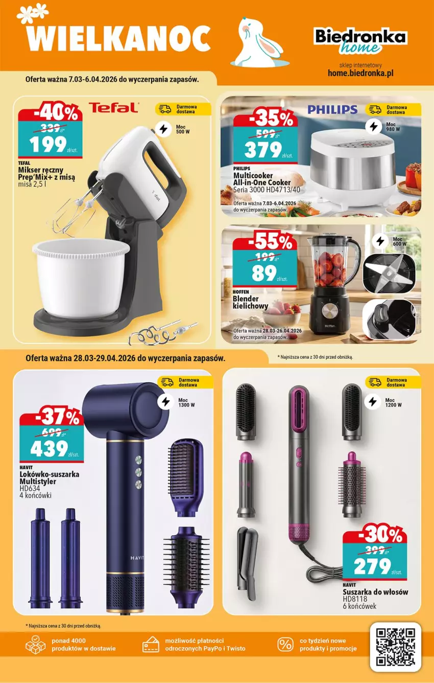 Gazetka promocyjna Biedronka - Okazje Tygodnia - ważna 28.03 do 11.04.2026 - strona 37 - produkty: Fa, Mikser, Mikser ręczny, Philips, Ser, Suszarka, Tefal