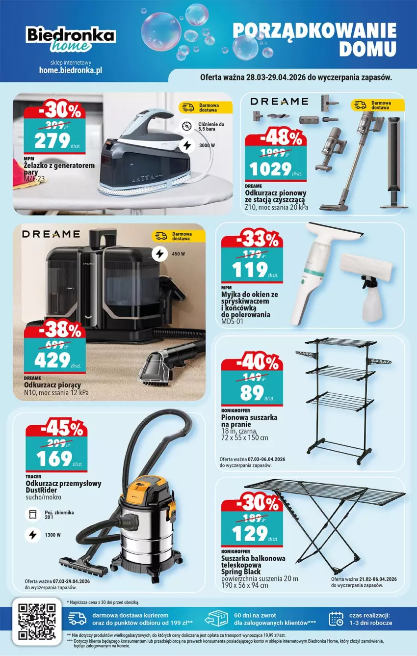 Gazetka promocyjna Biedronka - Okazje Tygodnia - ważna 28.03 do 11.04.2026 - strona 38 - produkty: Acer, Fa, Odkurzacz, Por, Sport, Suszarka, Suszarka balkonowa, Suszarka na pranie, Tran
