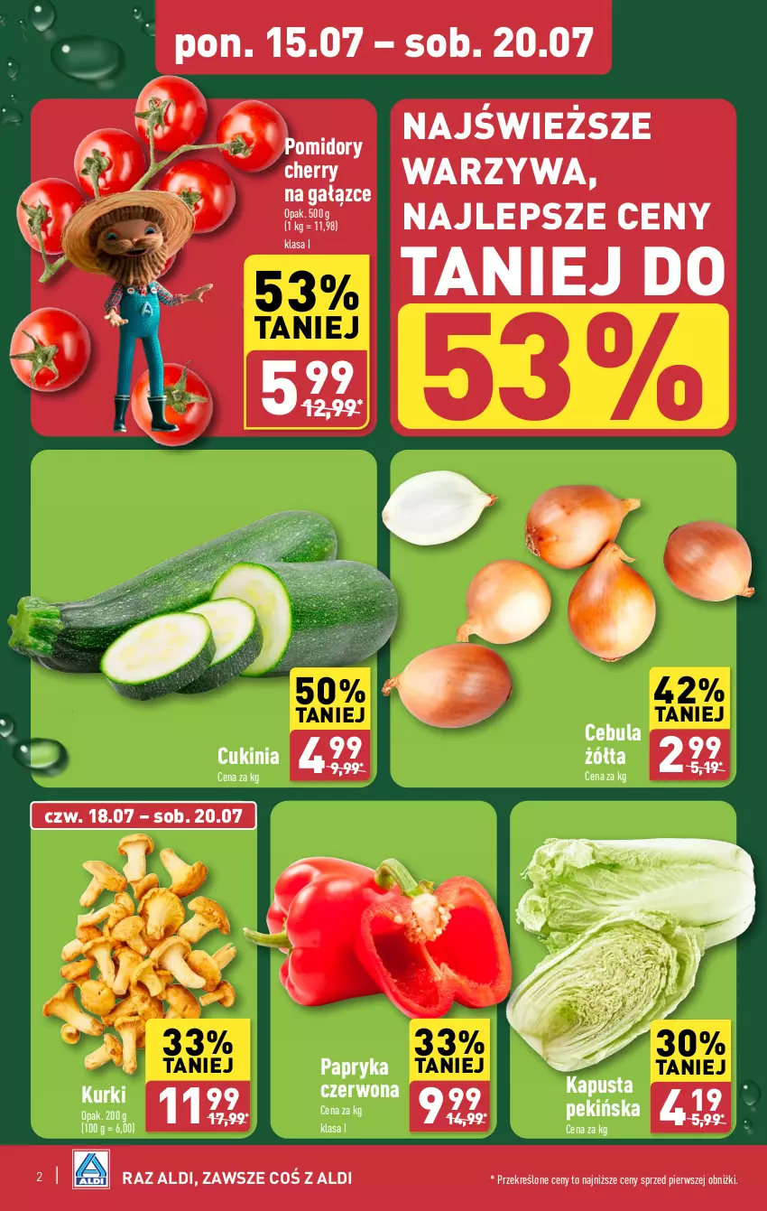 Gazetka promocyjna Aldi - Pełna oferta - ważna 15.07 do 20.07.2024 - strona 2 - produkty: Cebula, Papryka, Pomidory, Warzywa