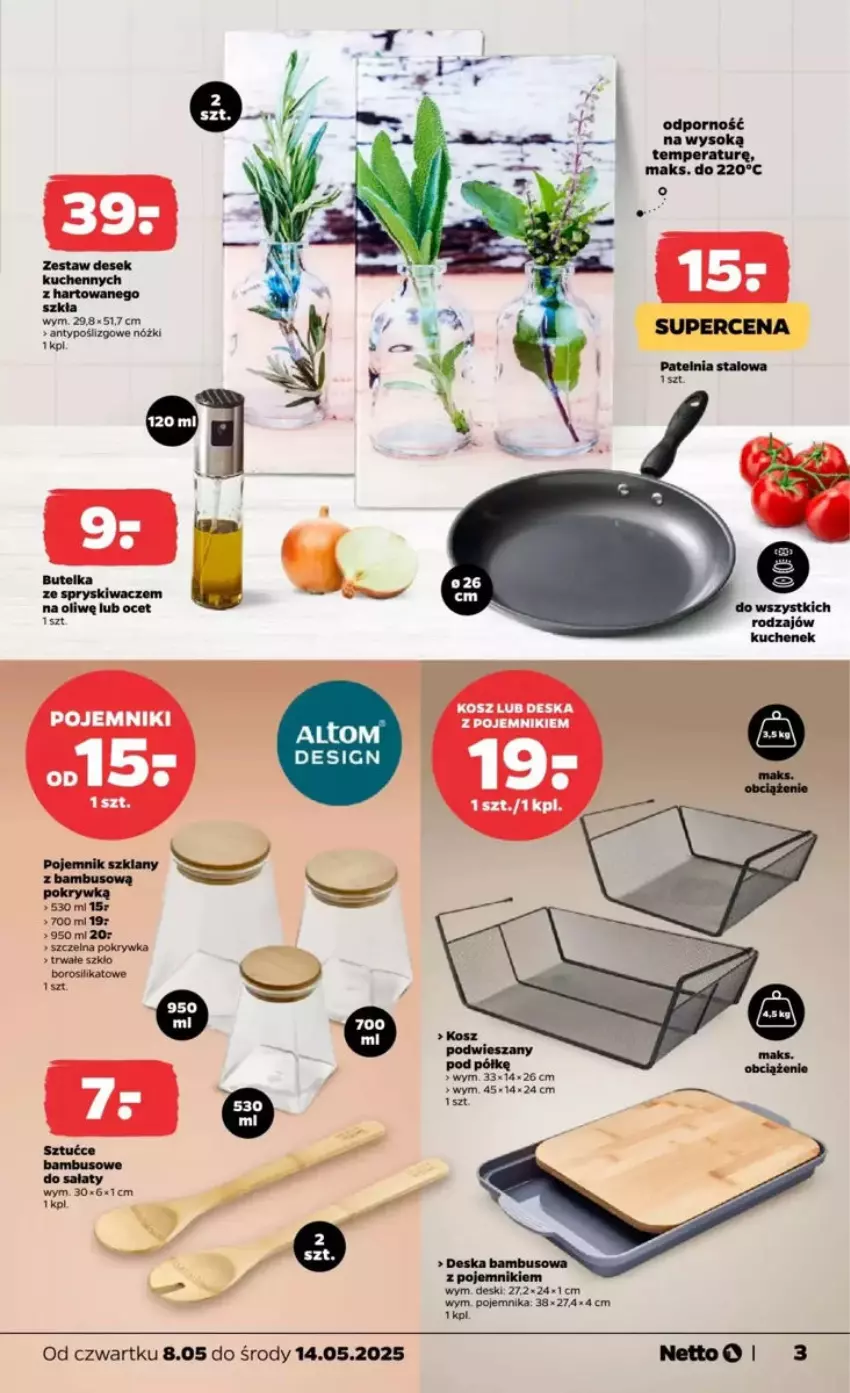 Gazetka promocyjna Netto - ważna 08.05 do 14.05.2025 - strona 13 - produkty: Butelka ze spryskiwaczem, Kosz, Ocet, Patelnia, Pojemnik, Por, Sałat, Sok