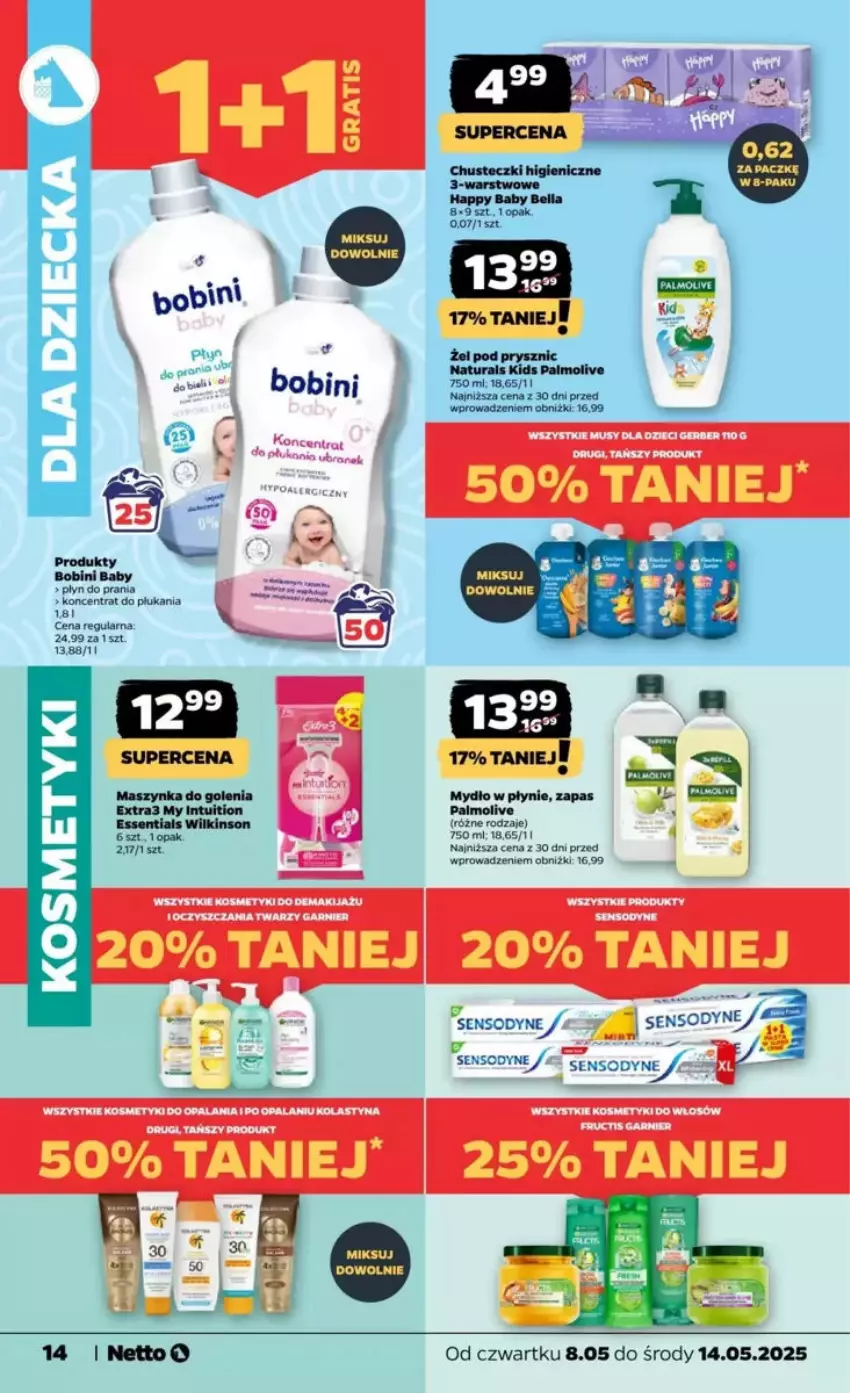 Gazetka promocyjna Netto - ważna 08.05 do 14.05.2025 - strona 6 - produkty: Bell, Bella, Dzieci, Garnier, Gerber, Gra, Maszynka, Maszynka do golenia, Mus, Mydło, Mydło w płynie, Palmolive, Sensodyne, Szynka