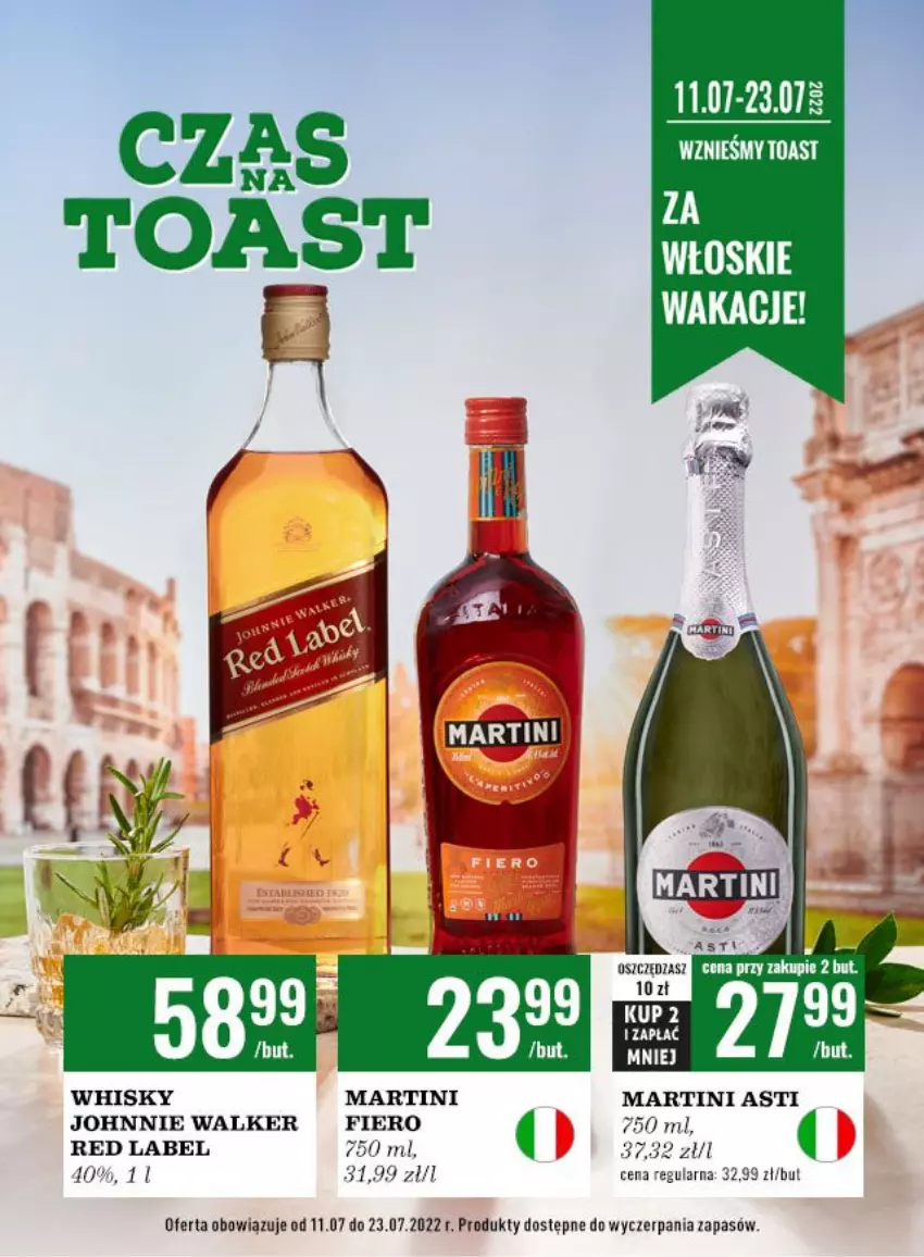 Gazetka promocyjna Biedronka - Czas na toast - ważna 11.07 do 23.07.2022 - strona 1 - produkty: Johnnie Walker, Martini, Whisky