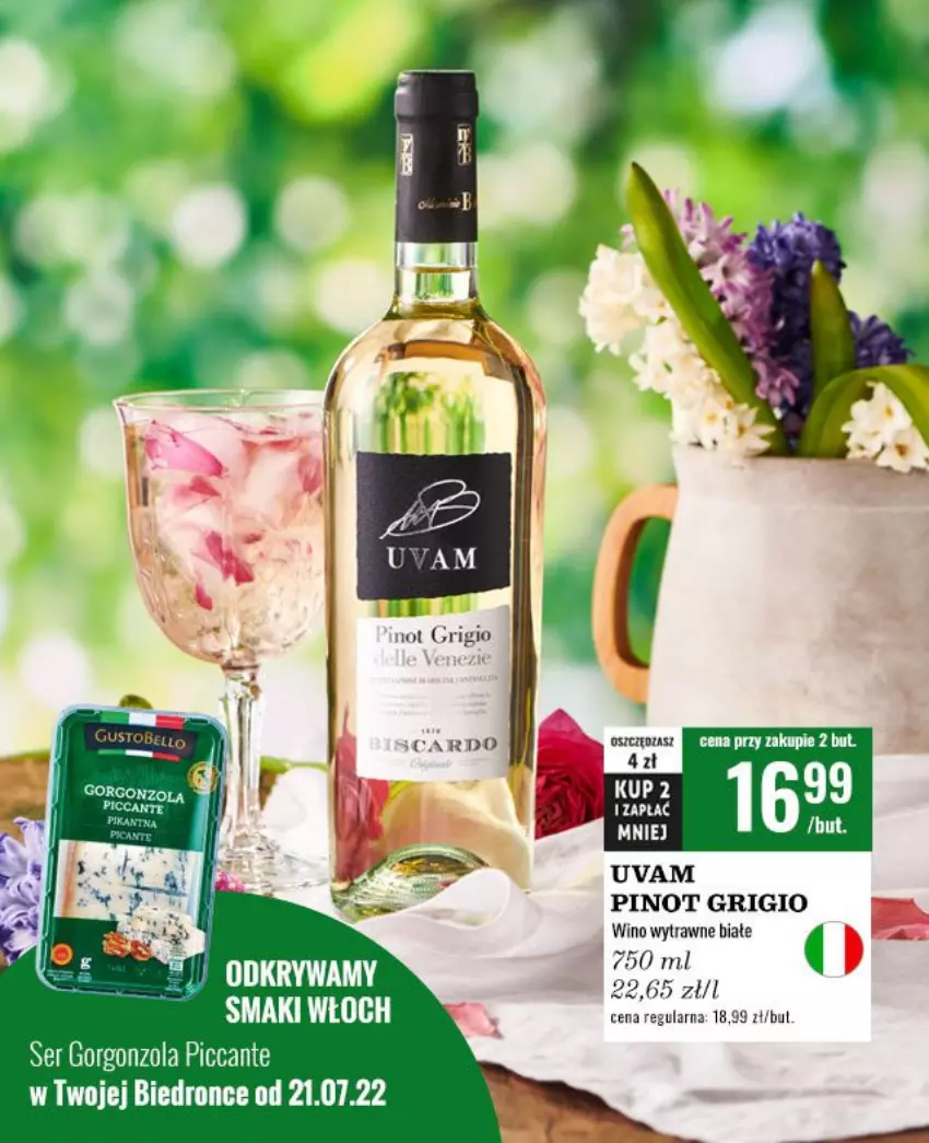 Gazetka promocyjna Biedronka - Czas na toast - ważna 11.07 do 23.07.2022 - strona 2 - produkty: Gorgonzola, Pinot Grigio, Ser, Wino