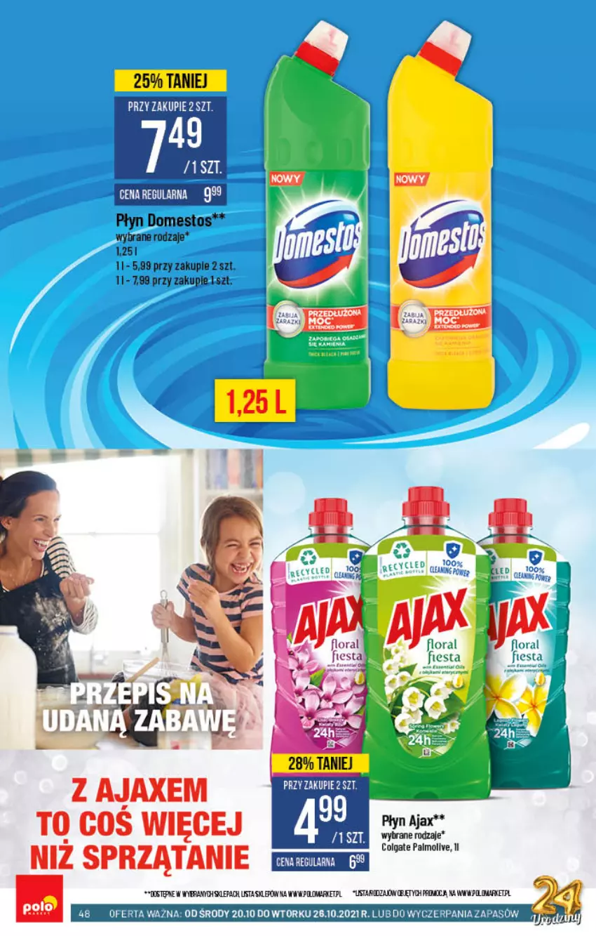 Gazetka promocyjna PoloMarket - Gazetka pomocyjna - ważna 20.10 do 26.10.2021 - strona 48 - produkty: Ajax, Domestos, Flora, Sprzątanie