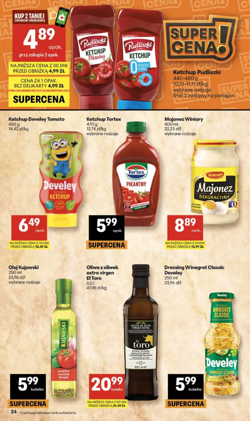 Gazetka promocyjna Delikatesy Centrum - Franczyza DC17 Czwartek - ważna 23.04 do 29.04.2026 - strona 24 - produkty: Dres, Ketchup, Kujawski, Majonez, Olej, Oliwa, Oliwa z oliwek, Pudliszki, Rum, Winiary
