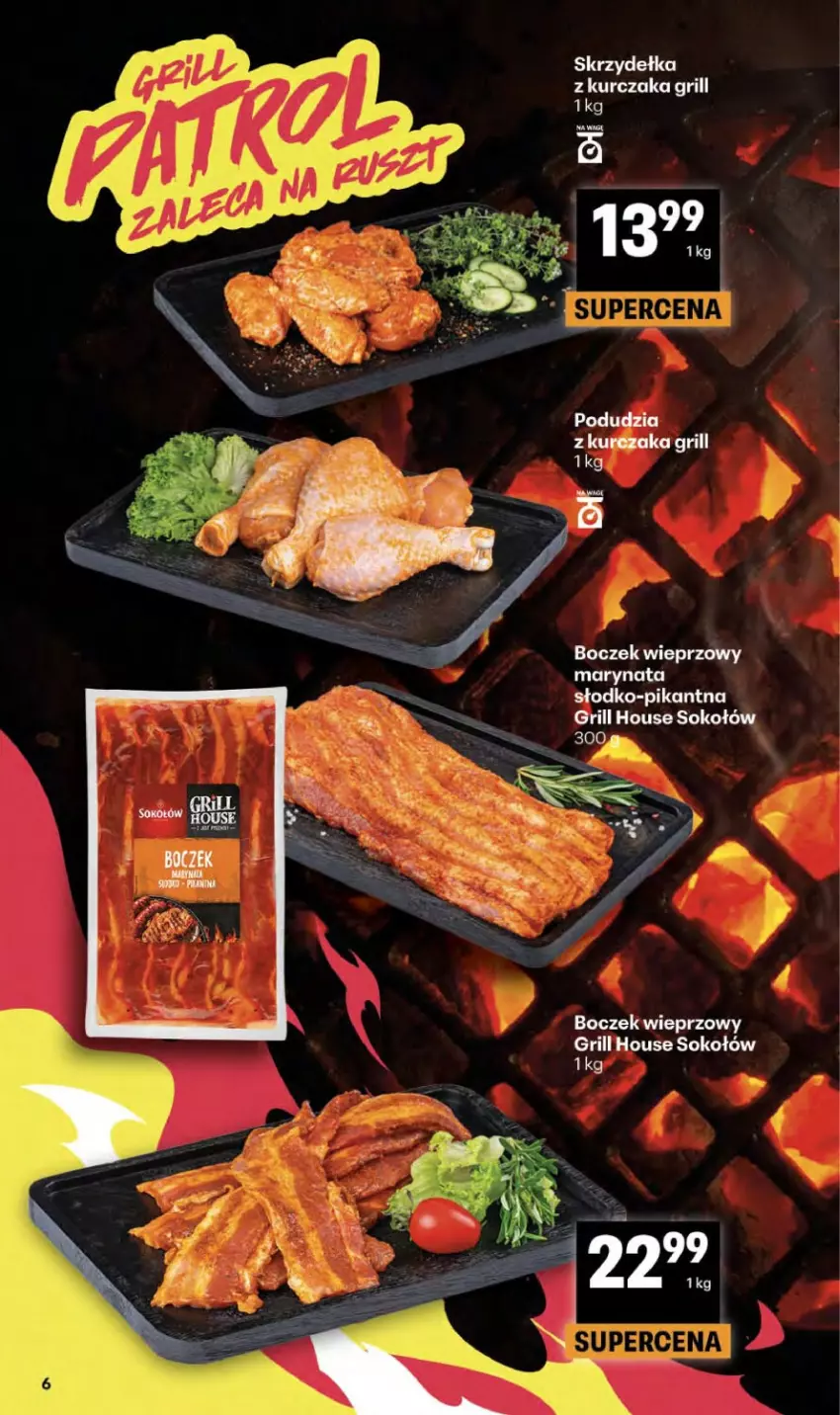 Gazetka promocyjna Delikatesy Centrum - Franczyza DC17 Czwartek - ważna 23.04 do 29.04.2026 - strona 6 - produkty: Boczek, Boczek wieprzowy, Grill, Kurczak, Skrzydełka z kurczaka, Sok, Sokołów