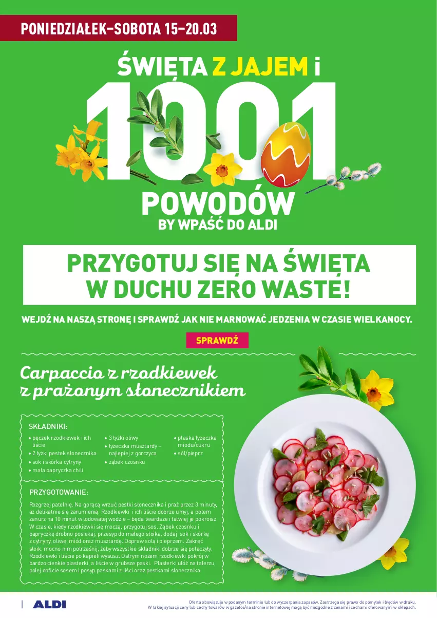 Gazetka promocyjna Aldi - ALE! CENA w ALDI - ważna 15.03 do 27.03.2021 - strona 12 - produkty: Carpaccio, Cytryny, Miód, Mus, Noż, Nuty, Olej, Pieprz, Plasterki, Rum, Sok, Sól, Sos, Stek, Talerz