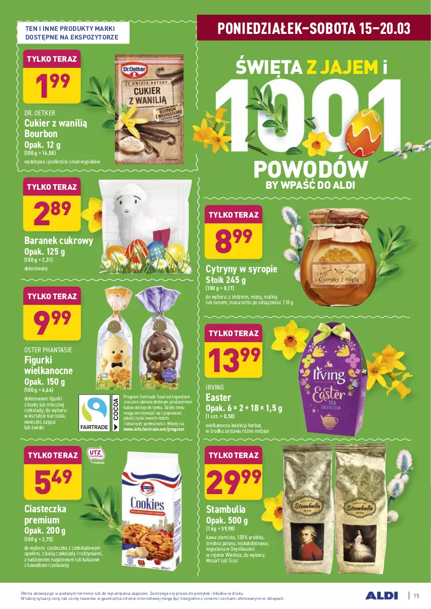 Gazetka promocyjna Aldi - ALE! CENA w ALDI - ważna 15.03 do 27.03.2021 - strona 17 - produkty: Bourbon, Cukier, Cytryny, Dr. Oetker, Fa, Gra, Imbir, Irving, Kakao, Kawa, Kawa ziarnista, Kurczak, LANA, Rum, Syrop, Tera