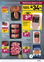 Gazetka promocyjna Aldi - ALE! CENA w ALDI - Gazetka - ważna od 27.03 do 27.03.2021 - strona 5 - produkty: Piec, Gulasz wołowy, Parówki, Stek, Mięsne specjały, Lodówka, Tera, Morliny, Rostbef, Schab pieczony, Kiełbasa, Berlinki, Mięso