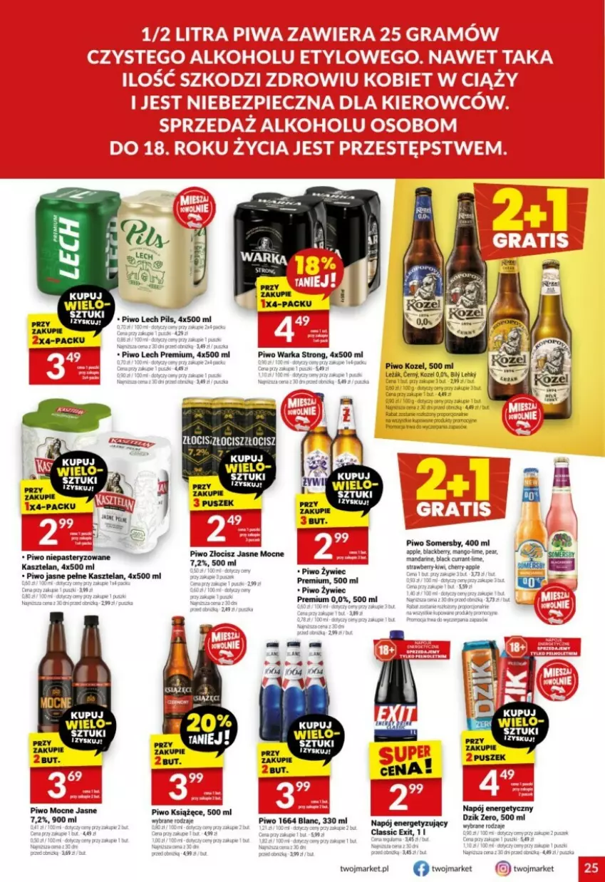 Gazetka promocyjna Twoj Market - ważna 29.01 do 04.02.2025 - strona 18 - produkty: Kasztelan, Kiwi, Kozel, Książęce, Lack, Lech Premium, Mango, Napój, Piwo, Somersby, Warka