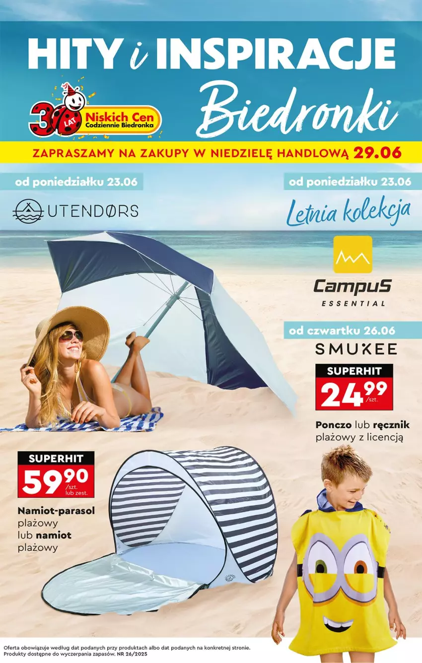 Gazetka promocyjna Biedronka - Okazje Tygodnia - ważna 23.06 do 05.07.2025 - strona 1 - produkty: Kret, LG, Namiot, Parasol, Ponczo, Ręcznik