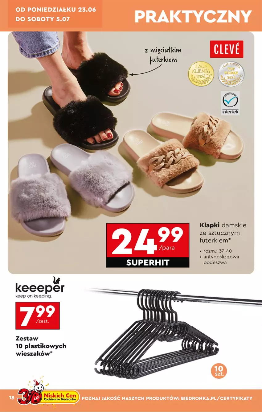 Gazetka promocyjna Biedronka - Okazje Tygodnia - ważna 23.06 do 05.07.2025 - strona 18 - produkty: Klapki, Wieszak