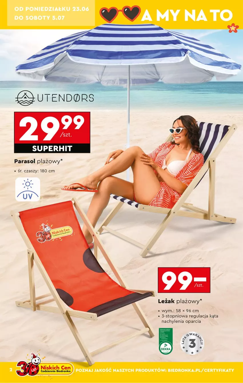 Gazetka promocyjna Biedronka - Okazje Tygodnia - ważna 23.06 do 05.07.2025 - strona 2 - produkty: Parasol, Top