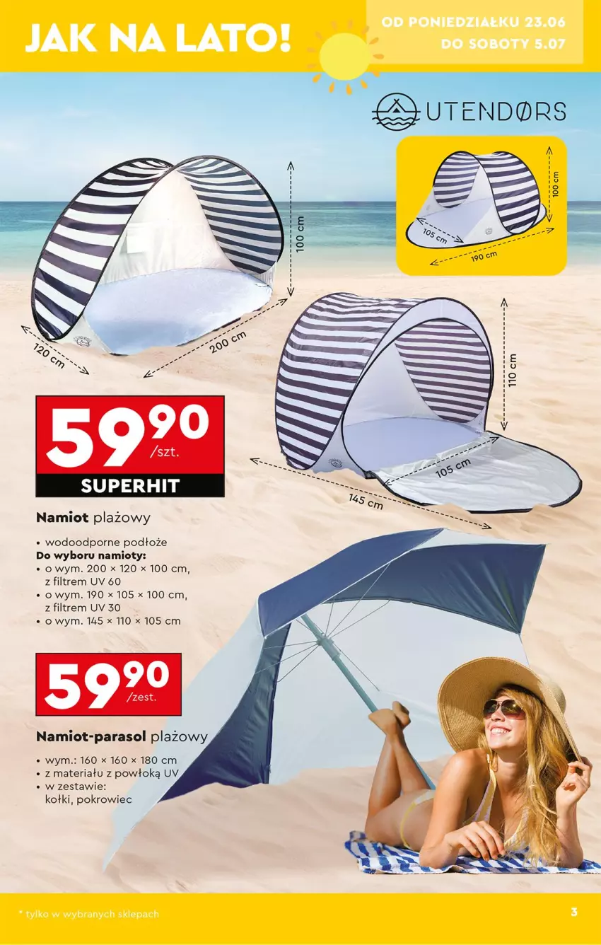Gazetka promocyjna Biedronka - Okazje Tygodnia - ważna 23.06 do 05.07.2025 - strona 3 - produkty: Namiot, Parasol, Pokrowiec, Por