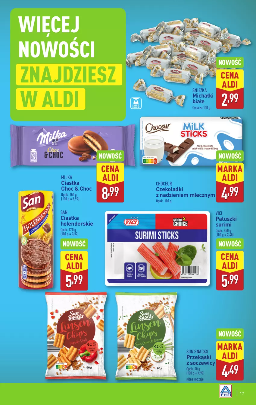 Gazetka promocyjna Aldi - Pełna oferta - ważna 03.03 do 08.03.2025 - strona 17 - produkty: Ciastka, Michałki, Milka, Surimi