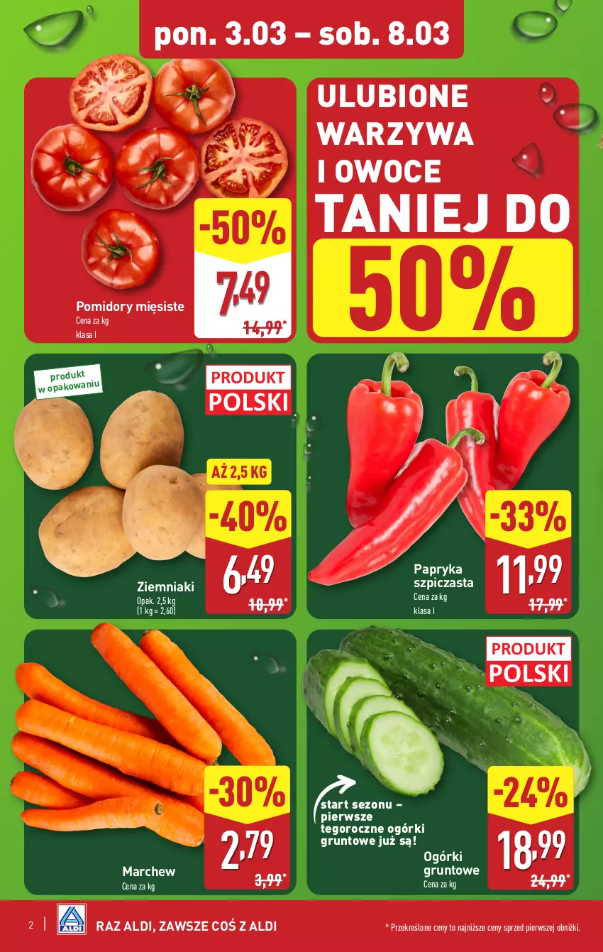 Gazetka promocyjna Aldi - Pełna oferta - ważna 03.03 do 08.03.2025 - strona 2 - produkty: Grunt, Owoce, Papryka, Pomidory, Szpic, Warzywa, Warzywa i owoce, Ziemniaki