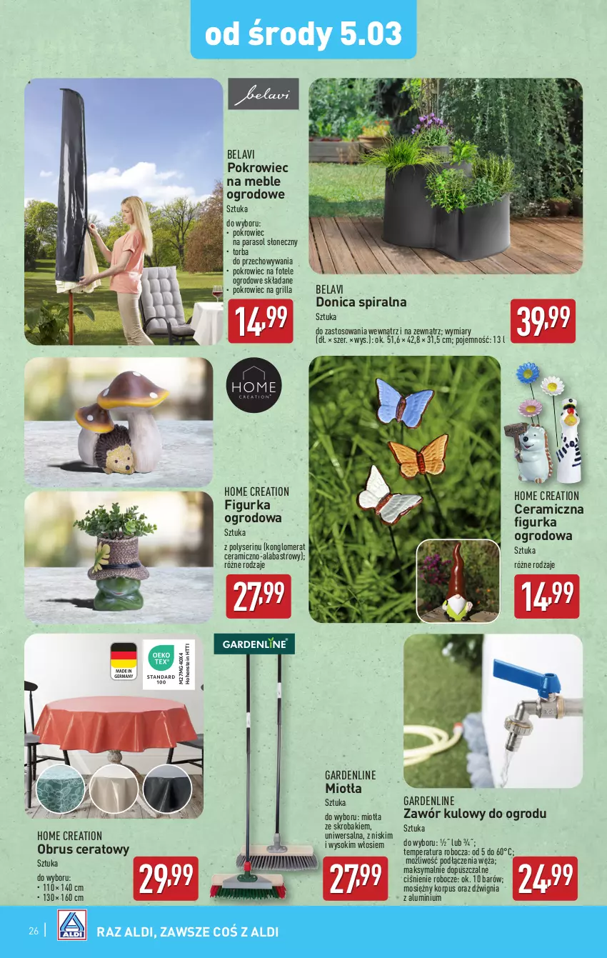 Gazetka promocyjna Aldi - Pełna oferta - ważna 03.03 do 08.03.2025 - strona 26 - produkty: Dźwig, Fotel, Grill, Meble, Miotła, Obrus, Parasol, Pokrowiec, Ser, Sok, Torba