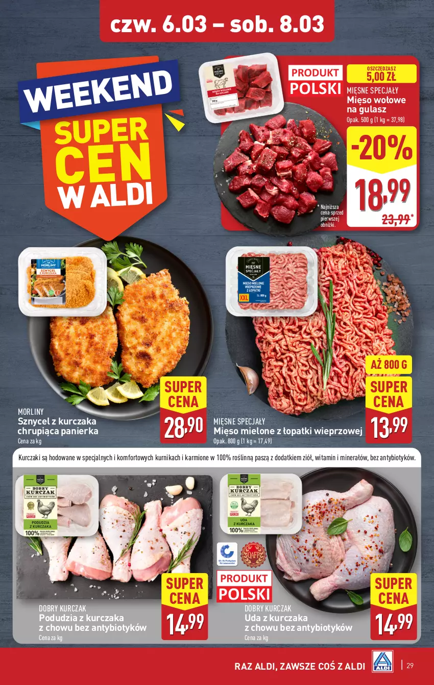 Gazetka promocyjna Aldi - Pełna oferta - ważna 03.03 do 08.03.2025 - strona 29 - produkty: Karmi, Kurczak, Mięsne specjały, Mięso, Mięso mielone, Mięso mielone z łopatki wieprzowej, Mięso wołowe, Morliny