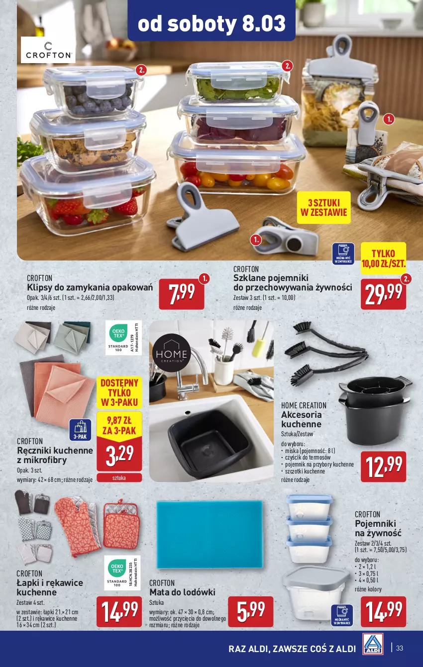 Gazetka promocyjna Aldi - Pełna oferta - ważna 03.03 do 08.03.2025 - strona 33 - produkty: Miska, Pojemnik, Pojemnik na przybory, Przybory kuchenne, Ręcznik, Rękawice, Termos