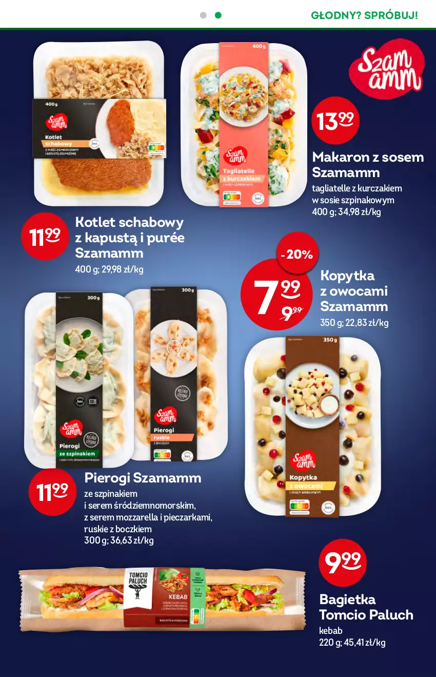 Gazetka promocyjna Żabka - ważna 24.08 do 30.08.2022 - strona 13 - produkty: Bagietka, Kapustą, Kebab, Kopytka, Kotlet, Kurczak, Makaron, Makaron z sosem, Mozzarella, Piec, Pieczarka, Pierogi, Pur, Ser, Sos, Szpinak, Tagliatelle